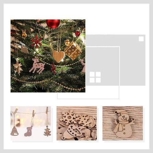 50 قطعة لطيفة الكرتون قطع خشبية القواطع الحرفية الزخرفة شجرة عيد الميلاد الحلي مصغرة حلية الخشب زخرفة عيد الميلاد قلادة ل DIY فن الديكور المنزل (نمط عشوائي) in Kuwait