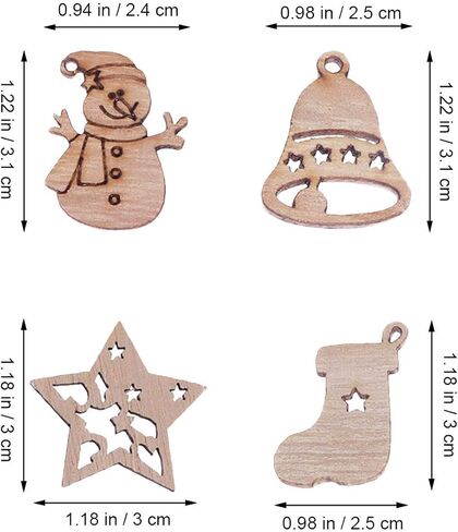 50 قطعة لطيفة الكرتون قطع خشبية القواطع الحرفية الزخرفة شجرة عيد الميلاد الحلي مصغرة حلية الخشب زخرفة عيد الميلاد قلادة ل DIY فن الديكور المنزل (نمط عشوائي) in Kuwait