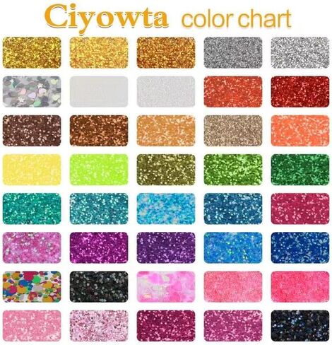 بريق مكتنز ثلاثي الأبعاد من CIYOWTA، مجموعة من 40 لونًا، بريق مكتنز ناعم مختلط للحرف اليدوية، بريق مكتنز لأكواب الحرف اليدوية، بريق مكتنز لشعر العين والوجه والجسم، مجموعة رقائق لامعة بالترتر in Kuwait