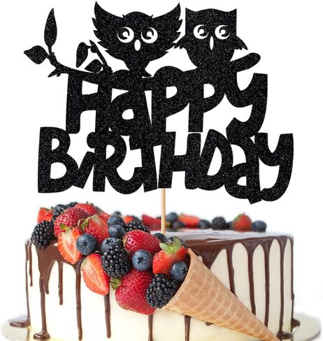 Crseniny Owl Cake Topper，Happy Birthday Sign Owl Cake Decorations，Kids Boy Girl Birthday Baby Shower 1st Bday Party Decorations Owl Animal Themed Birthday Party Supplies in Kuwait