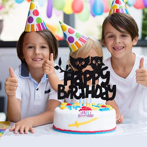 Crseniny Owl Cake Topper，Happy Birthday Sign Owl Cake Decorations，Kids Boy Girl Birthday Baby Shower 1st Bday Party Decorations Owl Animal Themed Birthday Party Supplies in Kuwait