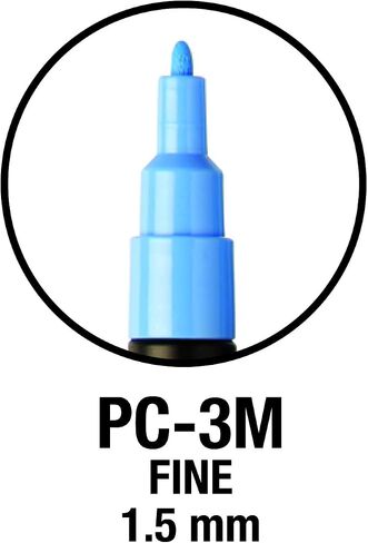Posca PC-1M Water Based Permanent Marker Paint Pens. Extra Fine Tip for Art & Crafts. Multi Surface Use On Wood Metal Paper Canvas Cardboard Glass Fabric Ceramic Rock Stone Pebble Porcelain. Set of 8 in Saudi Arabia
