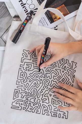 Posca PC-1M Water Based Permanent Marker Paint Pens. Extra Fine Tip for Art & Crafts. Multi Surface Use On Wood Metal Paper Canvas Cardboard Glass Fabric Ceramic Rock Stone Pebble Porcelain. Set of 8 in Saudi Arabia