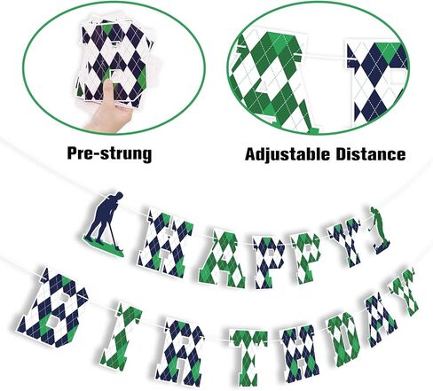 مجموعات تزيين لوازم حفلات أعياد الميلاد من الجولف، لافتة عيد ميلاد سعيد للعب الجولف باللون الأخضر، أعلى الكعكة وأغطية الكب كيك بطابع الجولف، بالونات بيضاء وأخضر وأزرق داكن وترتر لعشاق الرياضة في الهواء الطلق، وحفلة ذات طابع خاص للاعبي الجولف المتحولين الر in Kuwait