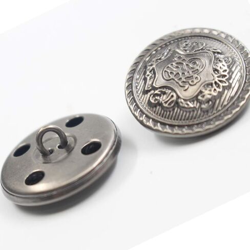 مجموعة أزرار بليزر معدنية من النحاس العتيق (البرونزي) 14 قطعة - Vine Crest - للبلازر، الدعاوى، معطف رياضي، موحد، جاكيت (فضي داكن عتيق) 15 مم 20 مم in Kuwait