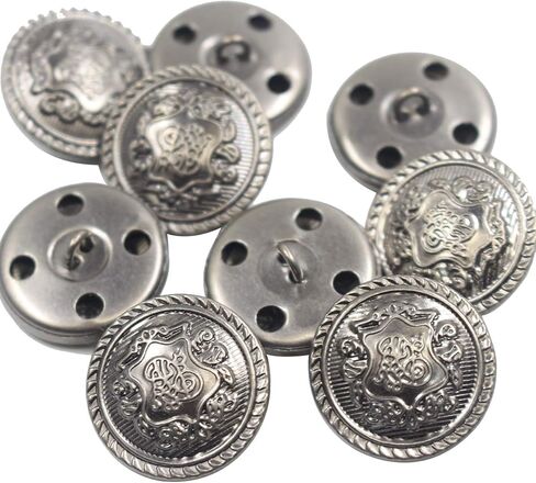 مجموعة أزرار بليزر معدنية من النحاس العتيق (البرونزي) 14 قطعة - Vine Crest - للبلازر، الدعاوى، معطف رياضي، موحد، جاكيت (فضي داكن عتيق) 15 مم 20 مم in Kuwait