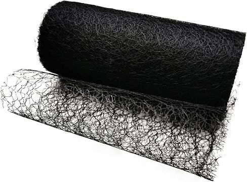 Queenbox 6"x10 Yards Openwork Tulle Ribbon, Irregular Spider Web Mesh Hollow Gauze Roll Hole Lace Net Thin Fabric for DIY Art Craft, Black in Kuwait