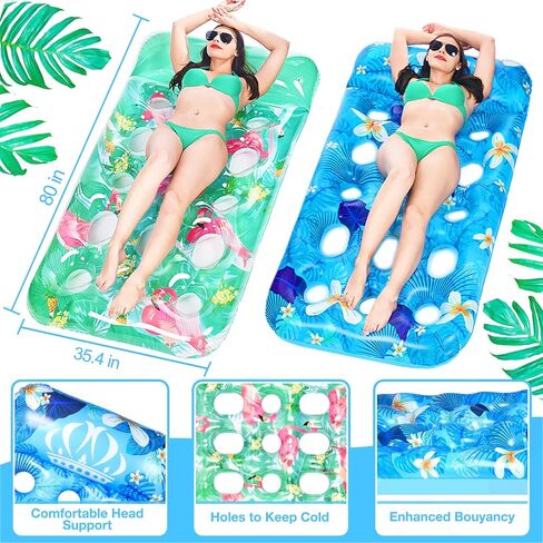 racpnel 2 حزمة تجمع يطفو طوافات حمام السباحة للبالغين، صالة حمام سباحة قابلة للنفخ مع مسند للرأس، عوامات حمام سباحة كبيرة جدًا، عوامات حمام سباحة للتبريد للدباغة، عوامات للبالغين لشاطئ بحيرة حمام السباحة in Kuwait
