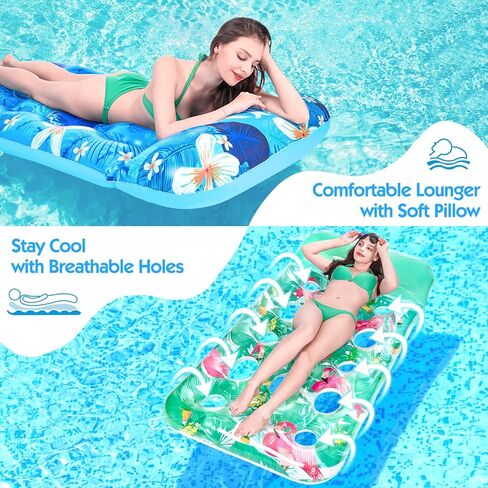 racpnel 2 حزمة تجمع يطفو طوافات حمام السباحة للبالغين، صالة حمام سباحة قابلة للنفخ مع مسند للرأس، عوامات حمام سباحة كبيرة جدًا، عوامات حمام سباحة للتبريد للدباغة، عوامات للبالغين لشاطئ بحيرة حمام السباحة in Kuwait