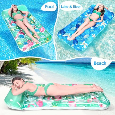 racpnel 2 حزمة تجمع يطفو طوافات حمام السباحة للبالغين، صالة حمام سباحة قابلة للنفخ مع مسند للرأس، عوامات حمام سباحة كبيرة جدًا، عوامات حمام سباحة للتبريد للدباغة، عوامات للبالغين لشاطئ بحيرة حمام السباحة in Kuwait