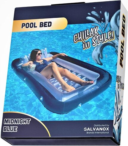 XL Floating Pool Bed, Inflatable Water Lounger Raft Float for Swimming/Tanning 70"x49" Navy Blue (Galvanox Intl.) in Saudi Arabia