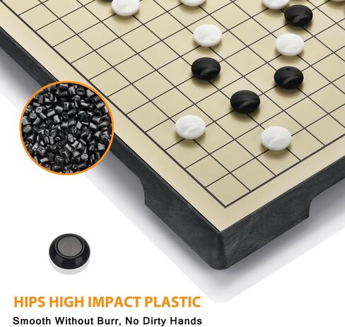 مجموعة ألعاب QuadPro 19x19 Go Board مع لوحة قابلة للطي محمولة جديدة للسفر (12.36 بوصة) وأحجار بلاستيكية مغناطيسية للأطفال والكبار in Kuwait