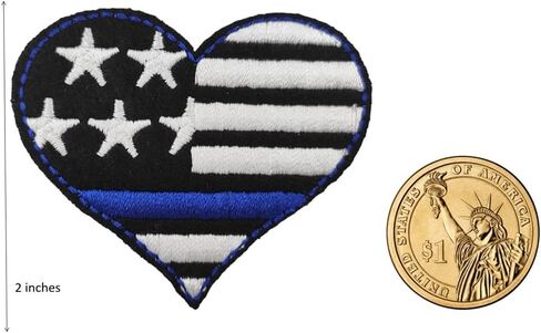 Cute-Patch Thin Blue Line US Flag Heart Embroidered Iron on Patch in Saudi Arabia