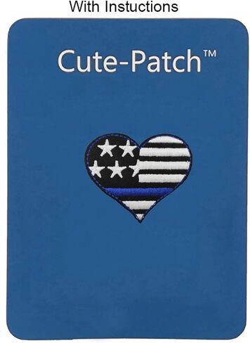 Cute-Patch Thin Blue Line US Flag Heart Embroidered Iron on Patch in Saudi Arabia