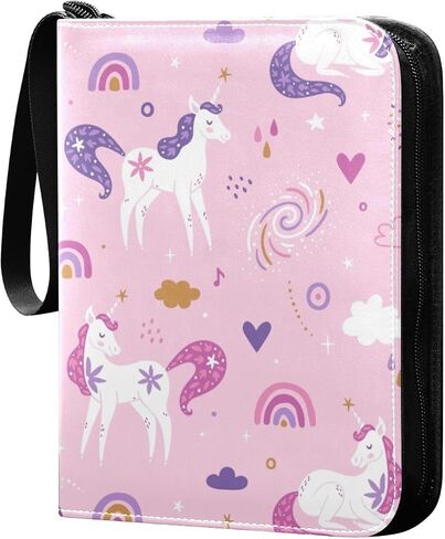 SDMKA Cute Unicorns Pink Card Binder 4-Pocket, 400 Pockets Trading Cards Holder Games Card Albums Storage Organizer Case for Football, Baseball Cards in Saudi Arabia