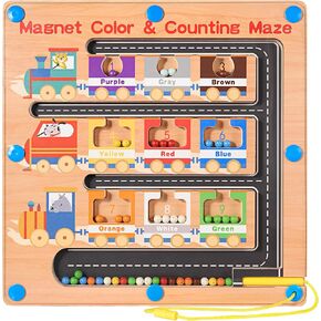 متاهة اللون والأرقام المغناطيسية من مورفيل، ألعاب مونتيسوري لعمر سنتين فما فوق، لغز لوحة أبجدية مغناطيسية خشبية، تعلم العد المهارات الحركية الدقيقة للأطفال الصغار الذين تتراوح أعمارهم بين 2 3 4 5 in Kuwait