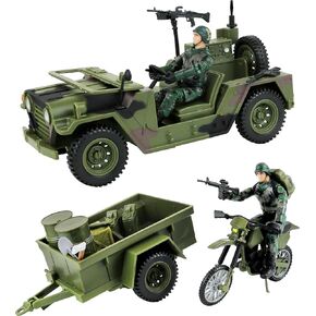 Click N' Play Military Logistics Transport Unit 16 Piece Play Set with Accessories, Green in Kuwait