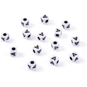 240pcs Opaque Acrylic Letter E Cube Beads White Plastic Alphabet Loose Spacer Square Beads 4-5mm for DIY Name Bracelet Necklace Jewelry Crafts Making Hole: 1.8mm in Kuwait