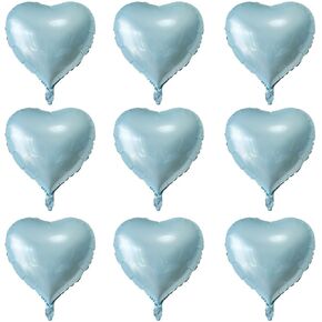 Lovoir 10 Pcs Baby Blue Heart Shape Foil Mylar Balloons 18 Inch Love Balloons for Valentine's Day Birthday Party Decorations Wedding Engagement Romantic Decor (Baby Blue)