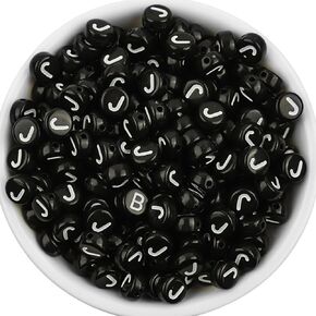 100 Pieces Letter Beads 4×7mm Black Round Acrylic Alphabet Beads for Jewelry Making Vowel Letter A Beads for Bracelets Making Necklaces Key Chains in Kuwait