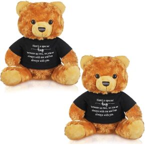 Deekin 2 Pcs Sympathy Gift Small Bear 9.8 Inch Plush Stuffed Animal with a Bear Hug Sign Condolences Memorial Loss of Loved Ideal Gift for Funeral Birthday Baby Showe(Beige, White)