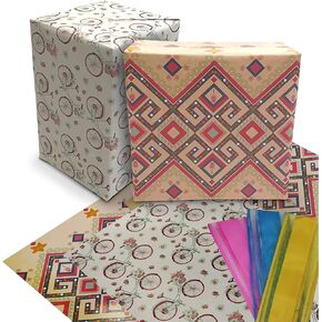 Hlub Hmong Wrapping Paper Sheet with Pull Bows, 9 pack, Folded Flat - 19.6 inch X 27.5 inch per Sheet, Total 6 Medium Sheets (Squares) in Saudi Arabia