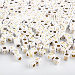 1000pcs Acrylic Small Letter Beads Cube Letter Beads Acrylic Letter Alphabet for Jewelry Making Alphabet Beads (Colorful/Gold)