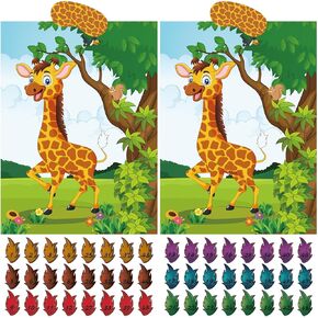 ASTARON 2 Sets Pin The Fin on The Clownfish Game Ocean themed Birthday Party Supplies Decorations for Kids 2 Large Posters 21"x 28" with 48pcs Stickers Under The Sea Birthday Party Wall Home Decor