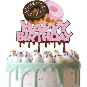 Donuts Happy Birthday Cake Topper, Candy Doughnut Cake Decor, Dessert Donut Theme Birthday Party Supplies, Donut Grow Up Party Decoration
