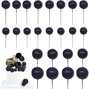 24 PCS Balls Cake Toppers Bubble Mini Balloon Topper Pearl Insert Cupcake DIY Decoration for Wedding Anniversary Graduation Birthday Party Baby Shower