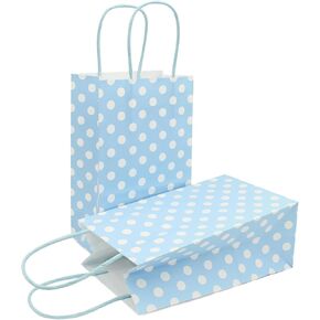 AZOWA Small Polka Dot Gift Bags Kraft Paper Bags with Handles for Birthday Parties, Baby Shower, and Wedding (5 x 3.1 x 8.2 in, Red, 25 Pcs)