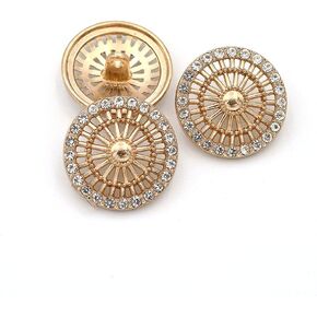5 Pcs Hollow Pattern Buttons Rhinestone Buttons for Wedding Decoration Sewing Clothing(Black,23mm)