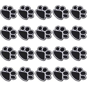 20Pcs Dog Puppy Paw Patch Iron On Appliques Embroidered Sewing Patches Appliques Craft Sewing Cloth Accessory Black Patches for Clothes,Fabric Stickers for Clothing,Applique Patches in Saudi Arabia
