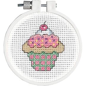 Janlynn/Kid Stitch Mini Counted Cross Stitch Kit 3" Round, Cupcake (11 Count) in Saudi Arabia
