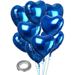 25pcs 18" Blue Heart Balloons - Helium Filled, Foil, Birthday Decorations