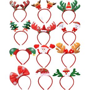 12 قطعة من عصابات الرأس لحفلات أعياد الميلاد زي رأس عيد الميلاد قبعة القبعات القبعات الجان حزب عصابات رأس الرنة in Kuwait