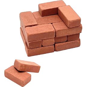 100Pcs Mini Red Miniature Bricks Model Brick Wall Small Bricks,for Crafts Realistic Fake Bricks Mini Blocks for Dollhouse Mini Garden Accessories(1/25 Scale)