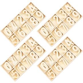 200 Pieces Wooden Number Set Wooden Alphabets for Crafts, Wooden Numbers Unfinished Wood Numbers 0-9 with Sorting Grid Organizer Suitable for Children's Enlightenment Learning and Home Decoration in Kuwait