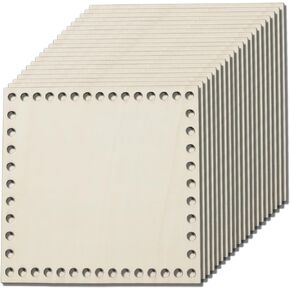 20 Pack Basswood Sheets for Crafts 6 x 6 inch Unfinished Blank Wooden Square Slice Wooden Cutouts with Holes for Laser Cutting, Wood Burning, Door Hanger, Architectural Models in Kuwait