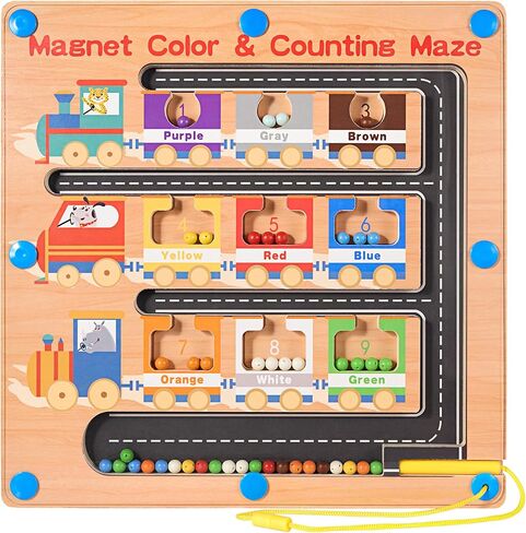 متاهة اللون والأرقام المغناطيسية من مورفيل، ألعاب مونتيسوري لعمر سنتين فما فوق، لغز لوحة أبجدية مغناطيسية خشبية، تعلم العد المهارات الحركية الدقيقة للأطفال الصغار الذين تتراوح أعمارهم بين 2 3 4 5 in Kuwait