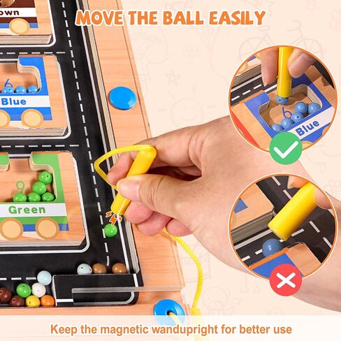 متاهة اللون والأرقام المغناطيسية من مورفيل، ألعاب مونتيسوري لعمر سنتين فما فوق، لغز لوحة أبجدية مغناطيسية خشبية، تعلم العد المهارات الحركية الدقيقة للأطفال الصغار الذين تتراوح أعمارهم بين 2 3 4 5 in Kuwait