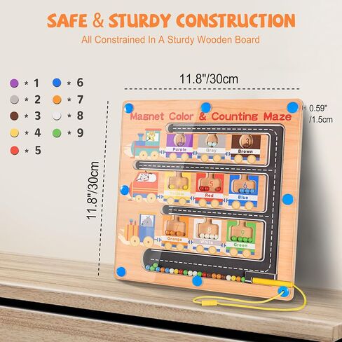متاهة اللون والأرقام المغناطيسية من مورفيل، ألعاب مونتيسوري لعمر سنتين فما فوق، لغز لوحة أبجدية مغناطيسية خشبية، تعلم العد المهارات الحركية الدقيقة للأطفال الصغار الذين تتراوح أعمارهم بين 2 3 4 5 in Kuwait