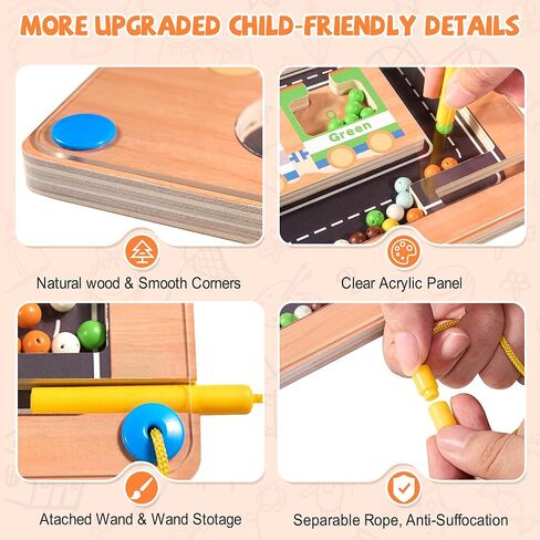 متاهة اللون والأرقام المغناطيسية من مورفيل، ألعاب مونتيسوري لعمر سنتين فما فوق، لغز لوحة أبجدية مغناطيسية خشبية، تعلم العد المهارات الحركية الدقيقة للأطفال الصغار الذين تتراوح أعمارهم بين 2 3 4 5 in Kuwait