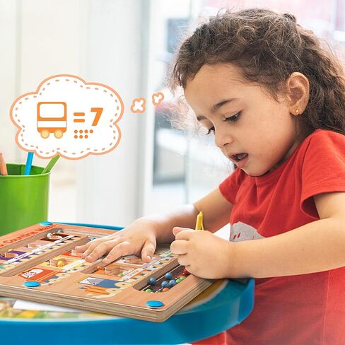 متاهة اللون والأرقام المغناطيسية من مورفيل، ألعاب مونتيسوري لعمر سنتين فما فوق، لغز لوحة أبجدية مغناطيسية خشبية، تعلم العد المهارات الحركية الدقيقة للأطفال الصغار الذين تتراوح أعمارهم بين 2 3 4 5 in Kuwait