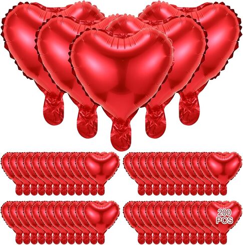Talltalk 200 Pack Valentine's Day Balloons 10 Inch Heart Shape Balloons Red Heart Foil Helium Balloons for Valentines Day Birthday Wedding Bridal Shower Baby Shower Party Decoration(Red) in Saudi Arabia