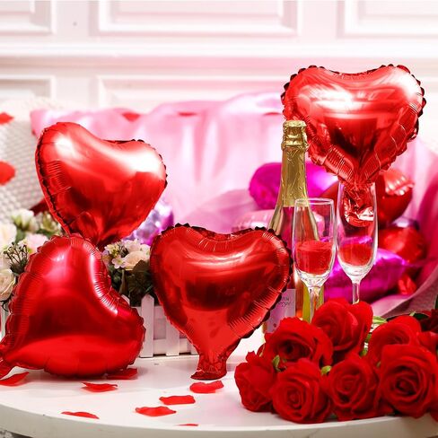 Talltalk 200 Pack Valentine's Day Balloons 10 Inch Heart Shape Balloons Red Heart Foil Helium Balloons for Valentines Day Birthday Wedding Bridal Shower Baby Shower Party Decoration(Red) in Saudi Arabia