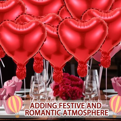 Talltalk 200 Pack Valentine's Day Balloons 10 Inch Heart Shape Balloons Red Heart Foil Helium Balloons for Valentines Day Birthday Wedding Bridal Shower Baby Shower Party Decoration(Red) in Saudi Arabia