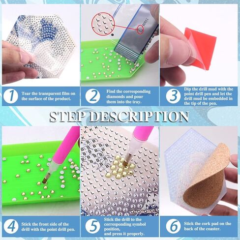 8 قطع من قواعد الاكواب الفنية الماسية مع حامل من كيه جيه ام واي واي اكس جي اس، مجموعة قواعد اكواب فنية للرسم الماسي بنمط المحيط مع قاعدة من الفلين، مجموعة قواعد اكواب للرسم الفني المنقط للبالغين in Kuwait