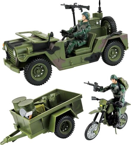 Click N' Play Military Logistics Transport Unit 16 Piece Play Set with Accessories, Green in Kuwait