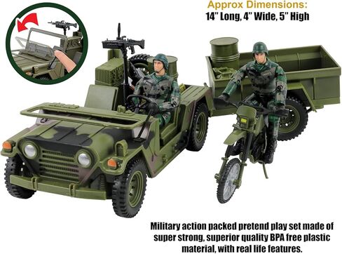 Click N' Play Military Logistics Transport Unit 16 Piece Play Set with Accessories, Green in Kuwait